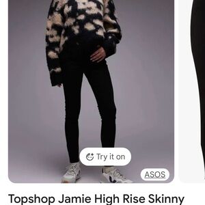 Topshop Jamie High Rise Black Skinny Jeans Size 28